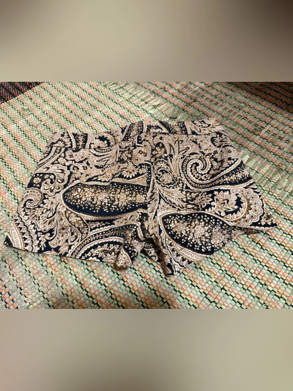 J. Crew Black and Cream Paisley Print Women's Shorts